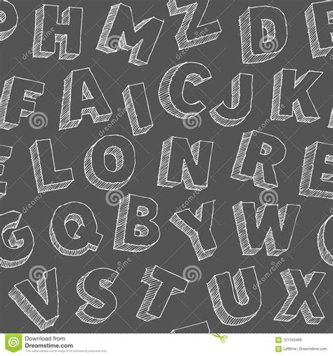Seamless Typograhy Pattern With Hand Drawn Vector Alphabet Letters On