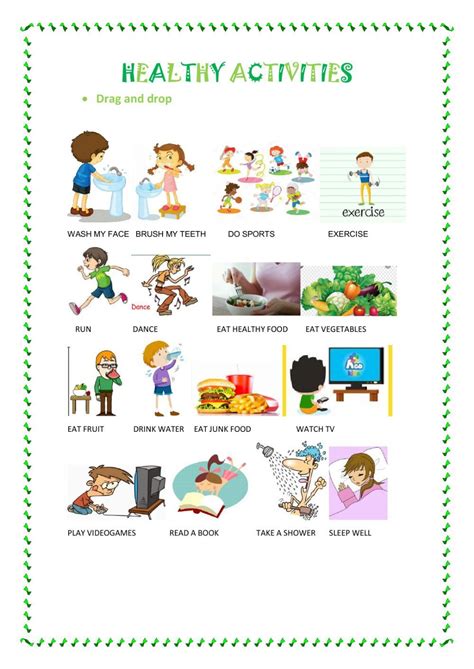 healthy activities worksheet healthy activities healthy habits kindergarten elementary