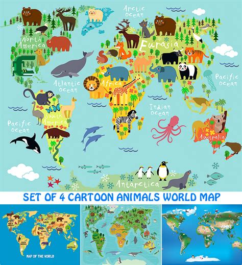 Map Of World With Animals Usa Map With State Names