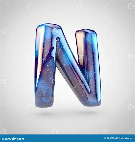 3d Render Of Galaxy Letter N Uppercase With Glittering Stars And Cosmic