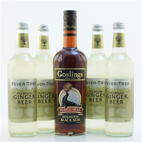 Goslings Black Seal Dark Rum And Fever Tree Ginger Beer Set