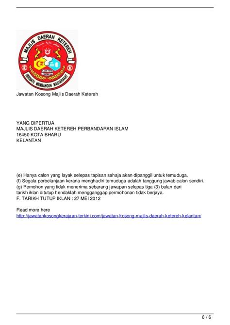 Penolong pegawai kesihatan persekitaran u29 2. Jawatan Kosong Majlis Daerah Ketereh , Kelantan