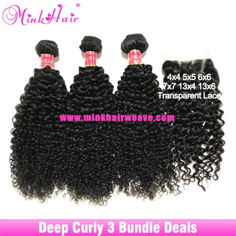 Best Deep Curly Mink Brazilian Hair Bundles With Closure Lace Closure With Bundles Curly