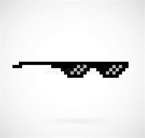 Black Thug Life Meme Like Glasses In Pixel Art Stock Vector