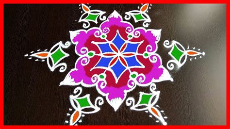 Freehand Flower Rangoli Designs With Colours Diwali Rangoli By Sunitha