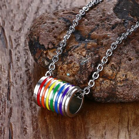 Custom Design Jewelry Rainbow Pendant Stainless Steel Lgbt Gay Pride Necklace Buy High Quatily