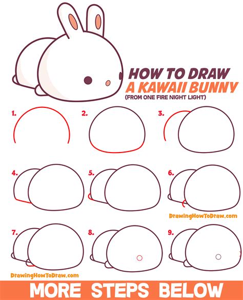 How To Draw A Cute Bunny Rabbit Laying Down Kawaii Chibi Style Easy
