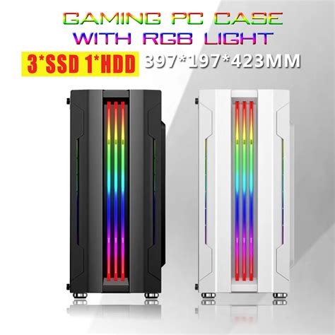 Gaming Case Atx Computer Pc Cases With 280mm Led Rainbow Fan Desktop