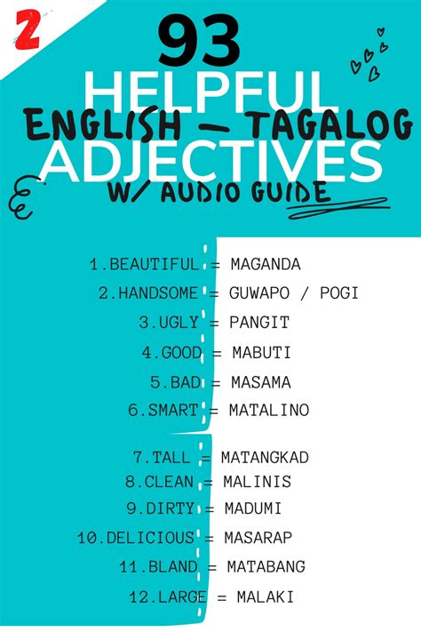 Helpful Adjectives In Filipino W Audio Guide Lesson