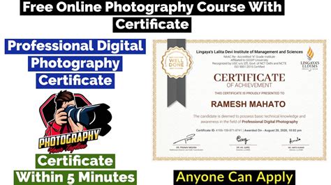 Photography Free Certification Course Free Certificate Professional