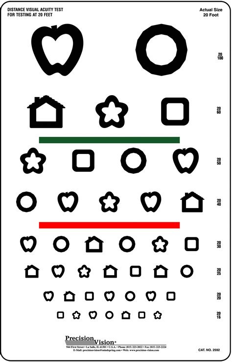 8 Line Patti Pics Color Test Visual Acuity Chart