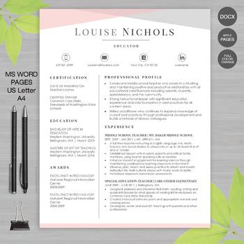 Enthusiastic special education teacher, skilled in grading and classroom management. TEACHER RESUME Template For MS Word and Pages | + Educator ...