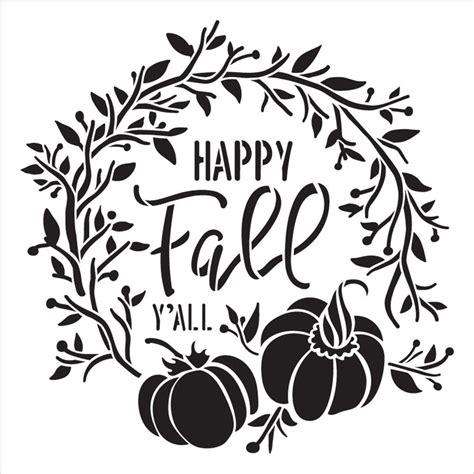 Happy Fall Yall Stencil By Studior12 Diy Autumn Pumpkin Etsy