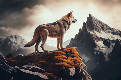 Majestic Wolf With Its Head Held High Surveying Its Territory From
