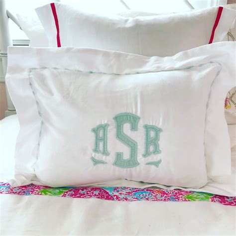 Monogram Applique Boudoir Pillow Sham With Custom Embroidered Border