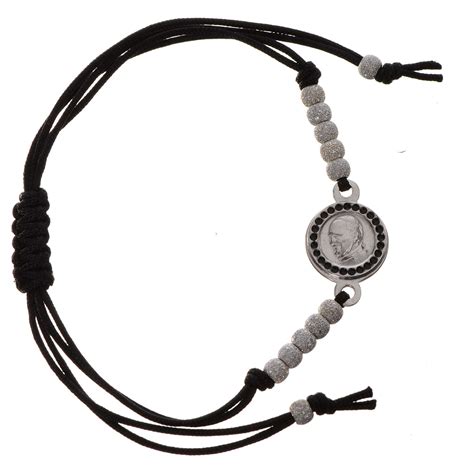 Pope Francis Bracelet With Black Cord 925 Silver Online Sales On
