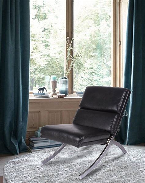 Moreover, a slight flex to the seat and backrest makes it a chair that doesn't compromise on comfort. Black Bonded Leather Chrome Metal Frame Contemporary ...