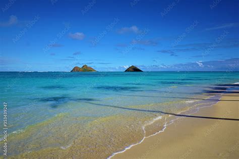 Lanikai Beach Oahu Hawaii With View To Mokulua Islands Stock Photo