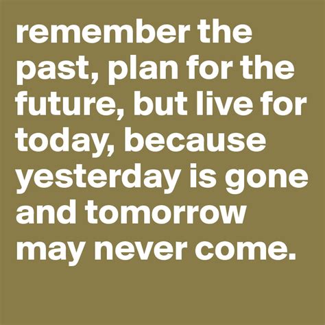 Remember The Past Plan For The Future But Live For Today Because