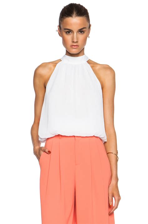 Lyst Alice Olivia Maris Halter Neck Gathered Top In White