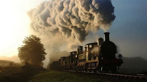 Wallpaper Trees Vehicle Smoke Train Railway Morning Steam