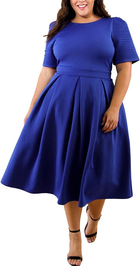 biubiu damen vintage 50er retro rockabilly kleid knielang abendkleider große größen blau de 42