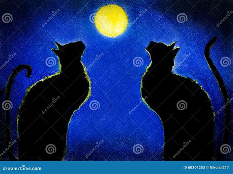 Two Black Cat Stock Illustration Image 60301253