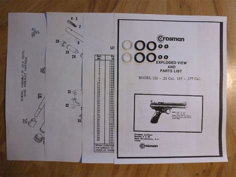 Crosman 150 157 Two 2 O Ring Seal Kits Exploded View Parts List