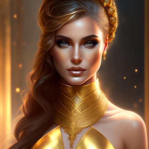 Premium Ai Image A Woman With Golden Hair And A Gold Dress