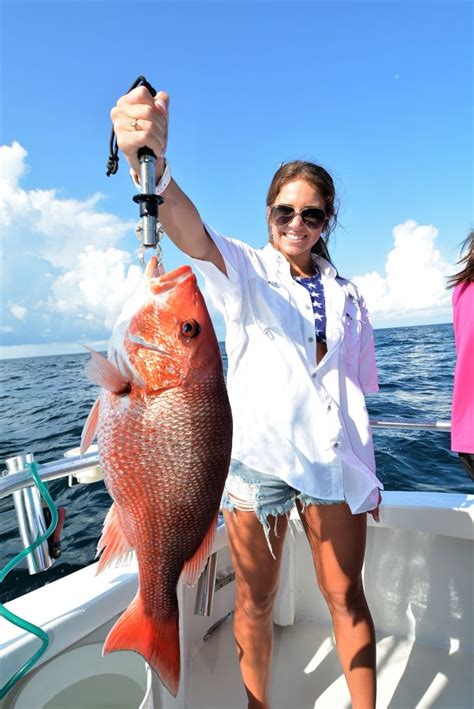 Girl Holding Red Snapper Gulf Shores Distraction Charters