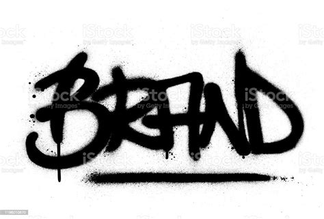 Graffiti Brand Word Sprayed In Black Over White Stock Illustration