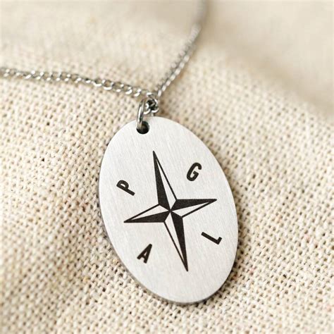 Men S Personalised Compass Necklace In Stainless Steel By Lisa Angel