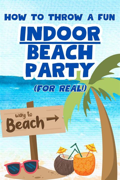 A Beach Party Poster With Palm Trees And Sunglasses On The Sand Which
