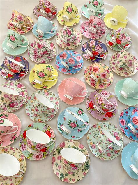 Mismatched Teacups And Saucers For Mothers Day