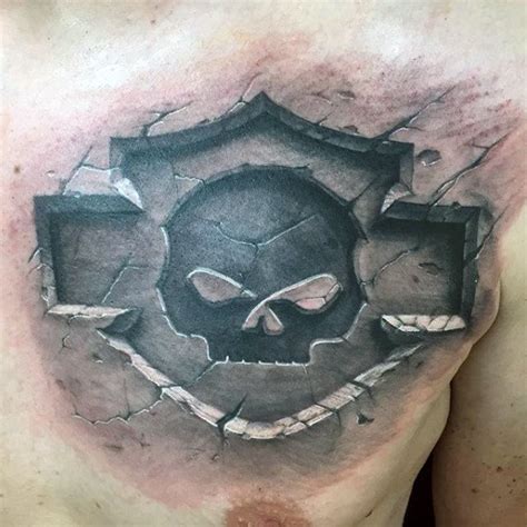 Adding color to it will bring life to the tattoo; 50 Awesome 3D Chest Tattoo Designs - Gravetics