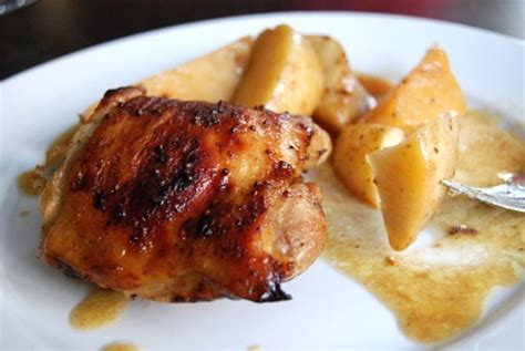 Maple Mustard Baked Chicken Thighs With Potato Wedges The Daily Dish