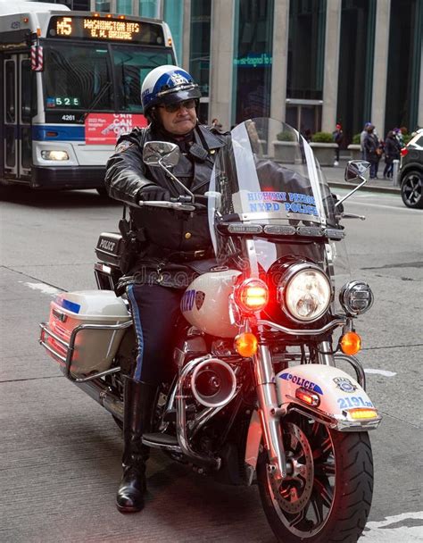 Nypd Highway Patrol Officers On Motorcycles Providing Security In Manhattan Editorial Image