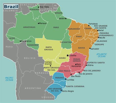 Large Brazil Regions Map Brazil South America Mapsland Maps Of