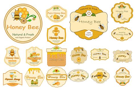 40 Honey Jar Labels Png 254285 Labels Design Bundles