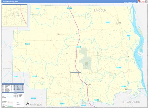 Lincoln County Mo Zip Code Wall Map Basic Style By Marketmaps Mapsales