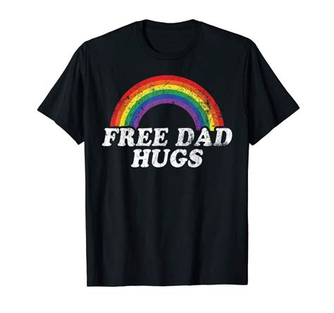 shop free dad hugs lgbt gay pride month rainbow lesbian t shirt tees design