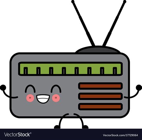 Old Radio Stereo Cute Kawaii Cartoon Royalty Free Vector