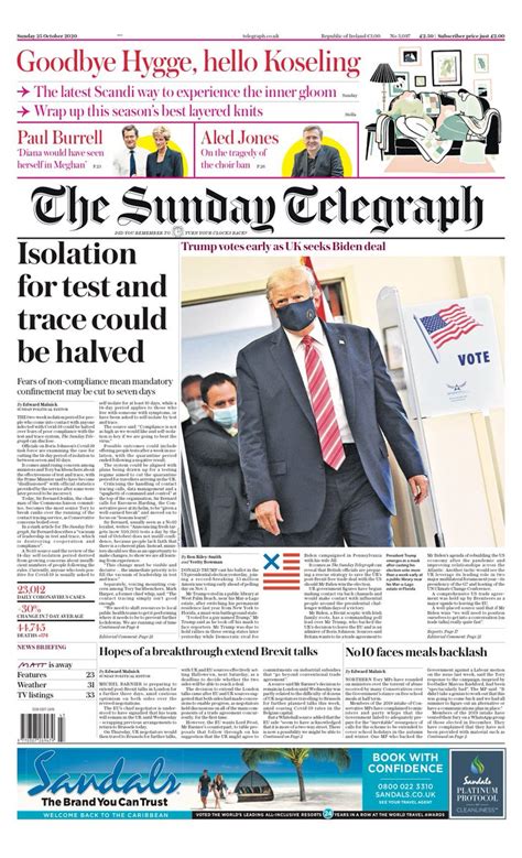 Sunday Telegraph Front Page 27th Of September 2020 Tomorrows Papers