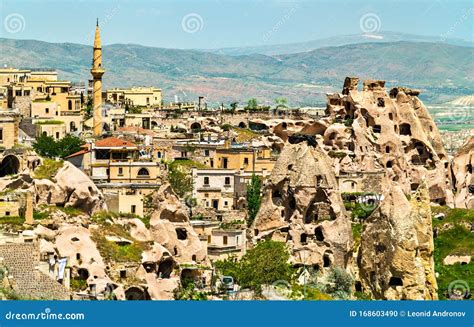View Of Uchisar From Pigeon Valley In Cappadocia Turkey Stock Photo