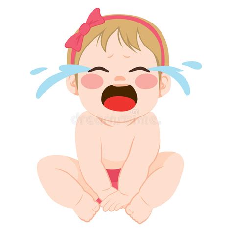 Baby Girl Crying Stock Vector Illustration Of Young