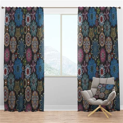 Designart Ornate Floral Texture Bohemian And Eclectic Curtain Panels