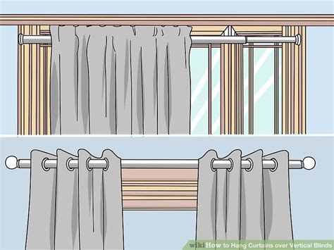 Inside mount horizontal blinds are known to: Simple Ways to Hang Curtains over Vertical Blinds: 13 Steps