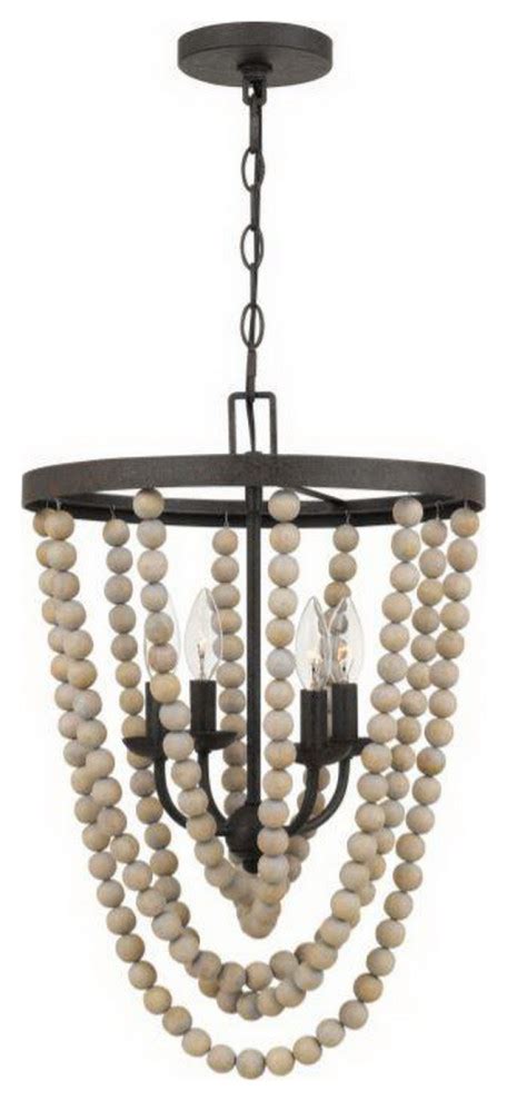 Shop for wood chandeliers in chandeliers by material. Quoizel Rustic Black And Wood Beaded Pendant/Chandelier ...