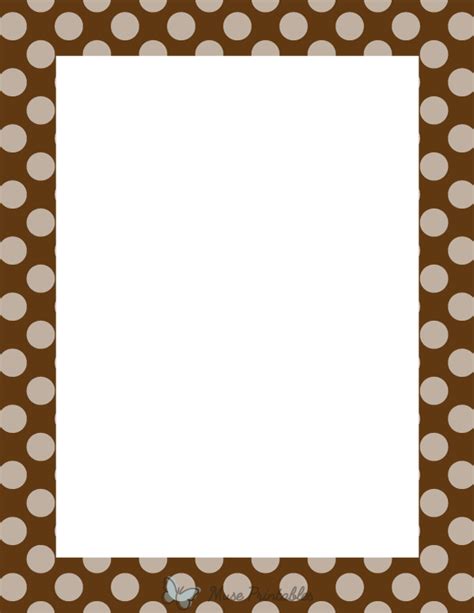 Printable Brown Polka Dot Page Border