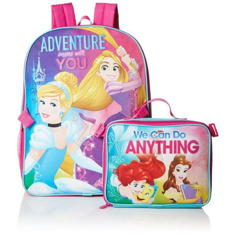 Global Designs Disney Girls Princess Adventure Backpack With Lunch